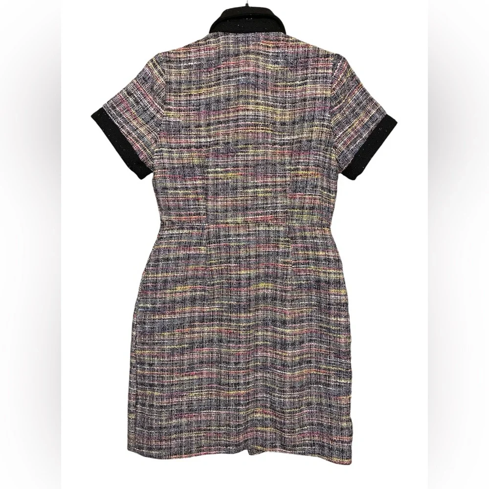NWTs ALEXIA ADMOR Jenni Collar Button Down Tweed Shirt Mini Dress Size 8 Preppy - Picture 3 of 7